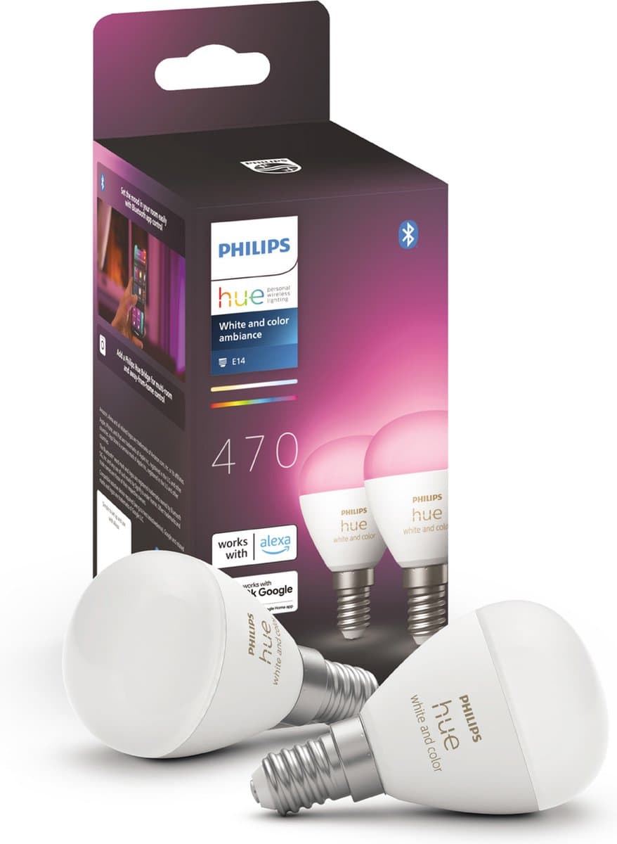 Philips Hue Luster kogellamp White and Color E14 2-pack