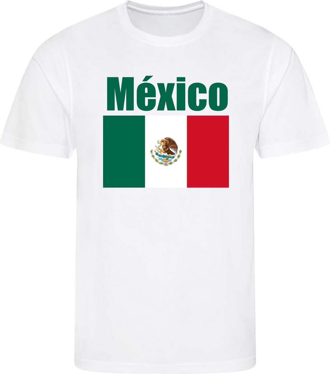 WK - Mexico - T-shirt Wit - Voetbalshirt - Maat: 158/164 (XL) - 12 - 13 jaar - Landen shirts