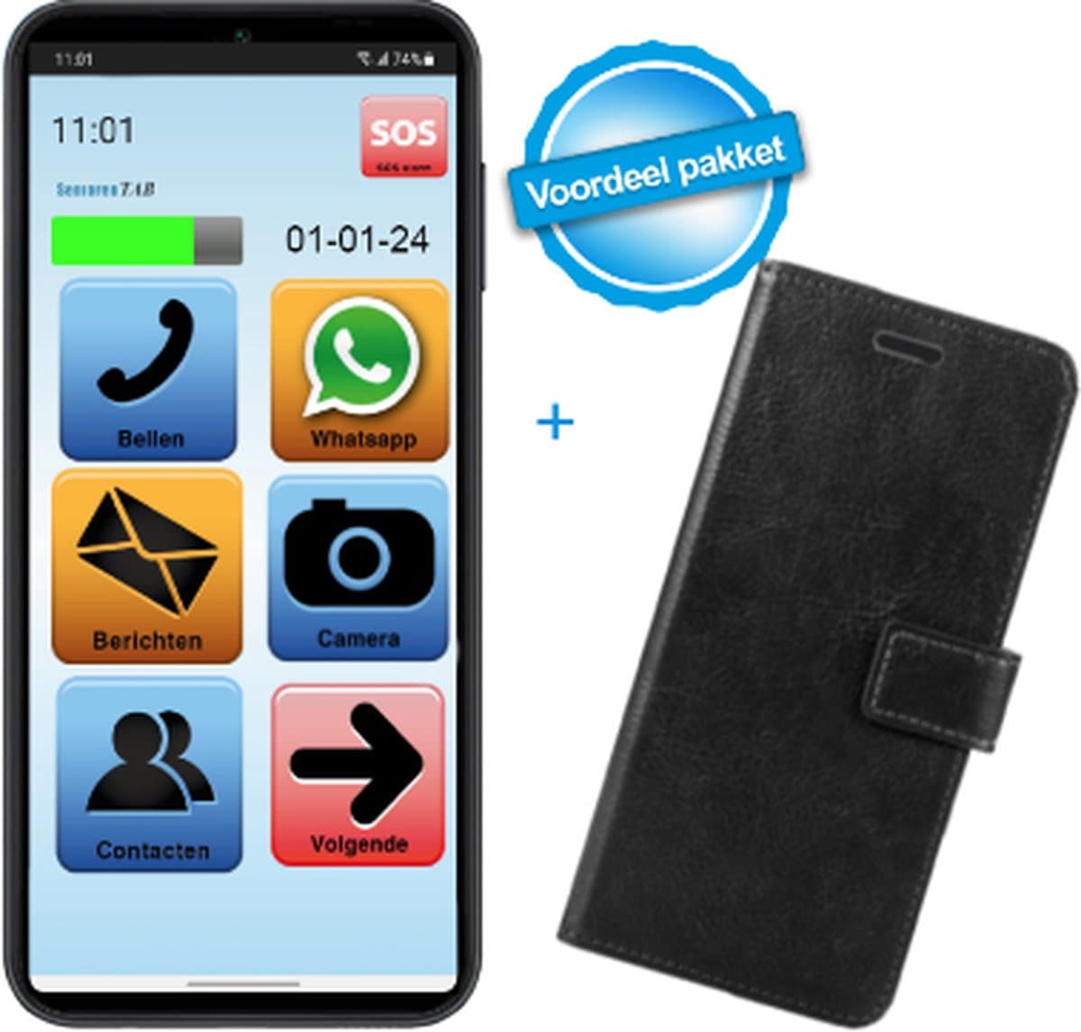 SeniorenTAB S616 Voordeelpakket - Senioren smartphone op basis van Samsung - 128GB - 6.7 inch scherm - inclusief beschermhoes