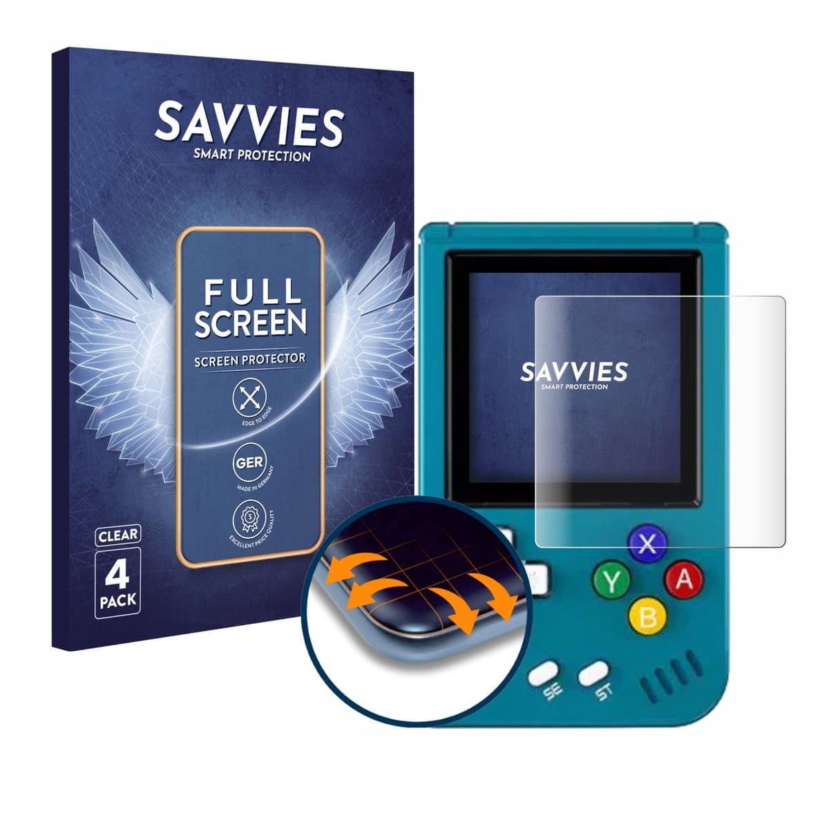 Savvies - Screenprotector voor Anbernic RG Nano - Folie Beschermfolie transparant volledig dekking 4 Stuks