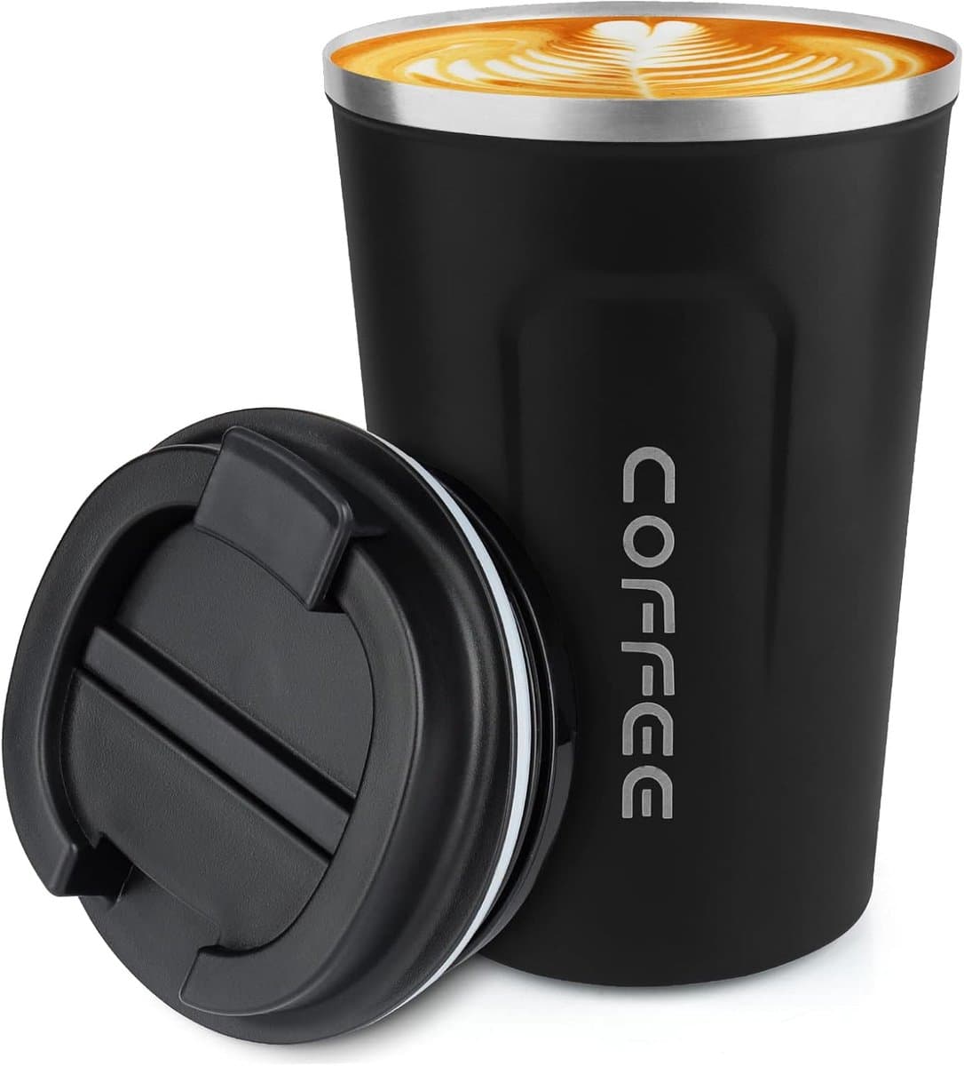Roestvrijstalen Koffiebeker – Lekvrije geïsoleerde beker - Reiskoffiemokken- Theebeker - 500ml - Zwart