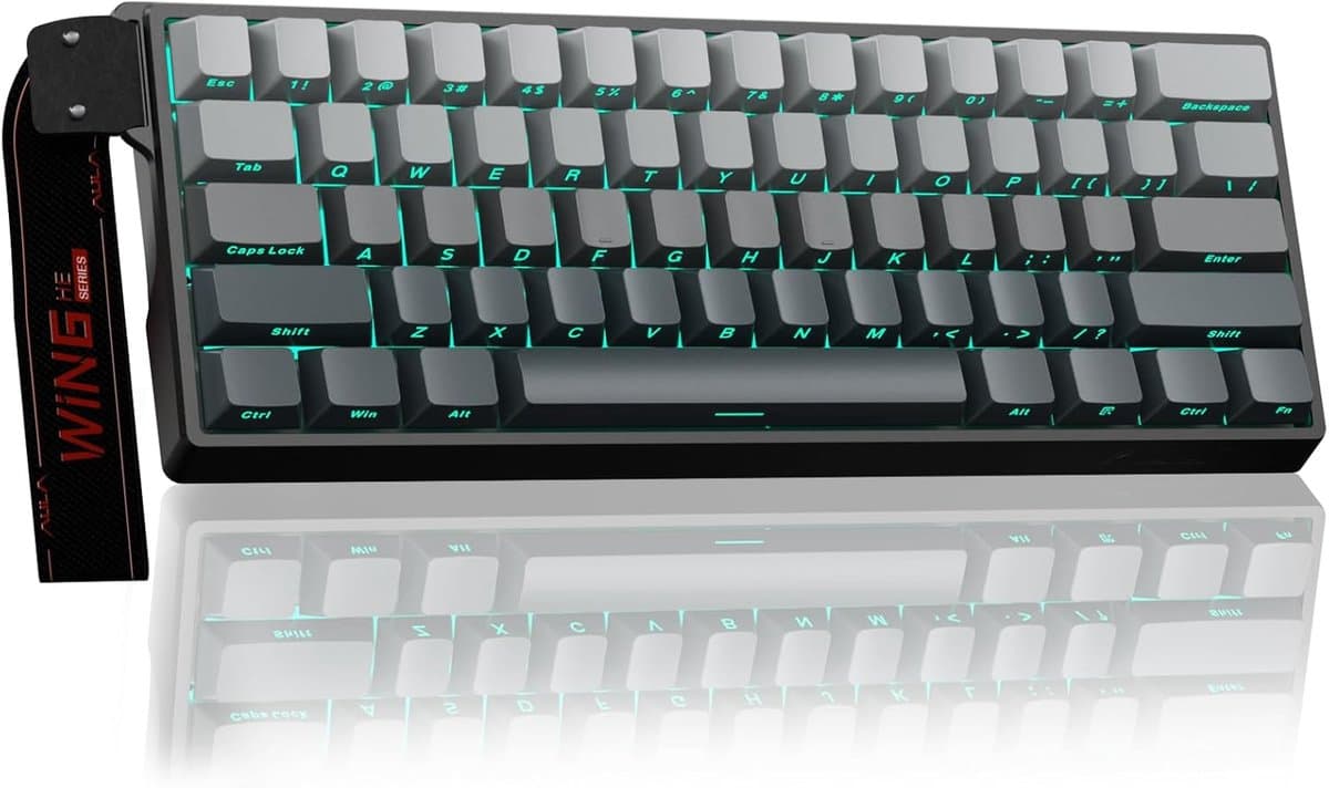 AULA WIN60 HE - 60% Bedraad RGB Gaming Toetsenbord - Hall Effect Rapid Trigger Mechanisch Toetsenborden - Gasket - Hot Swap - 8K Hz Polling Rate - QWERTY Toetsenborden- Zij Bedrukte toetsen - 61 Keys - Zwart Grijs