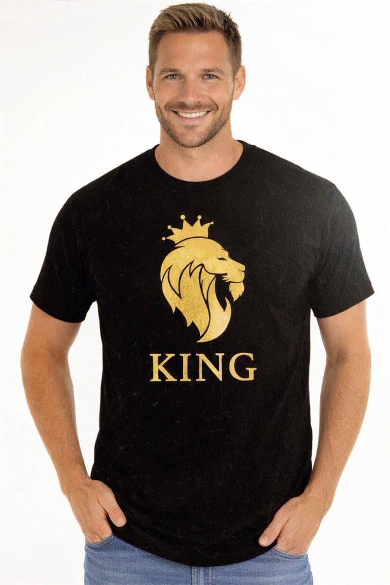 Shirt King Zwart Volwassenen Mannen Zwart / Goud Koningsdag Maat L