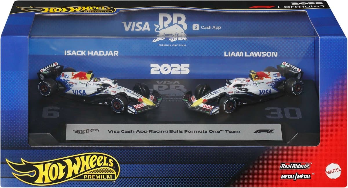 Hot Wheels Premium Formula 1 set van 2 auto's - Visa Cash App Racing Bulls Formula 1 Team met Lawson en Hadjar