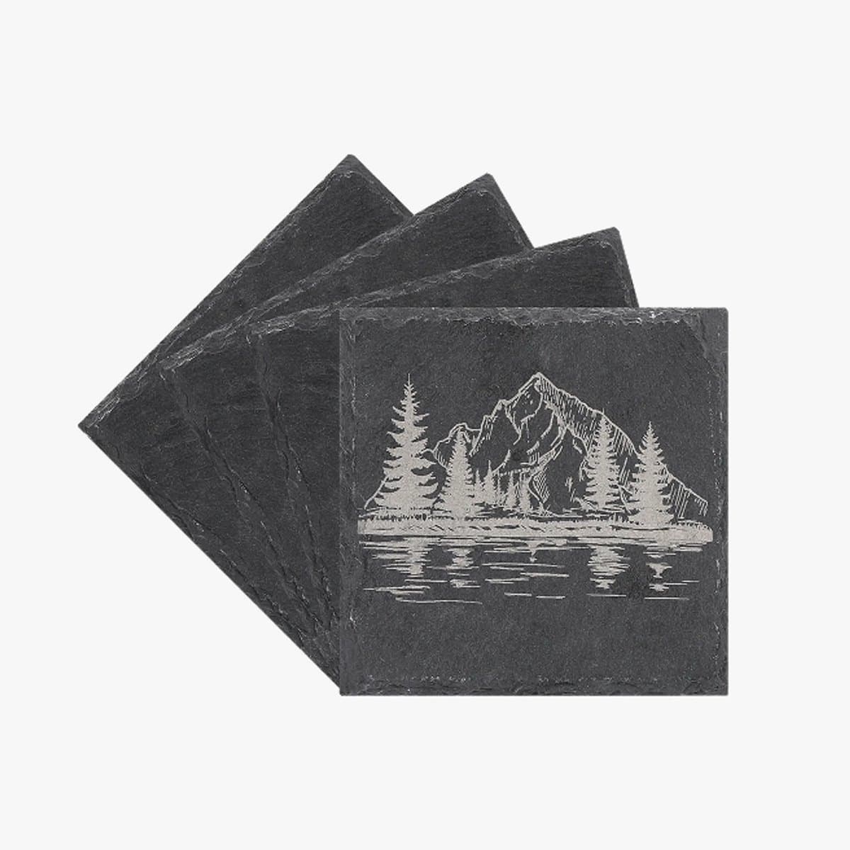 Leisteen Onderzetters 10x10 cm – Set van 4 – Natuurlijke Slate Coasters voor Laser Graveren – Gepersonaliseerde Onderzetters – Perfect voor DIY & Cadeaus