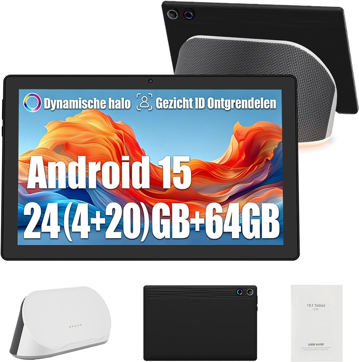 Hotlight A10RPO-15 Tablet - Android 15 tablet met oplaadbaar stereoluidspreker - 24GB RAM+64GB ROM - 10.1 inch - 5000mAh - AI-Slim Digitaal Fotolijstje & Klokmodus