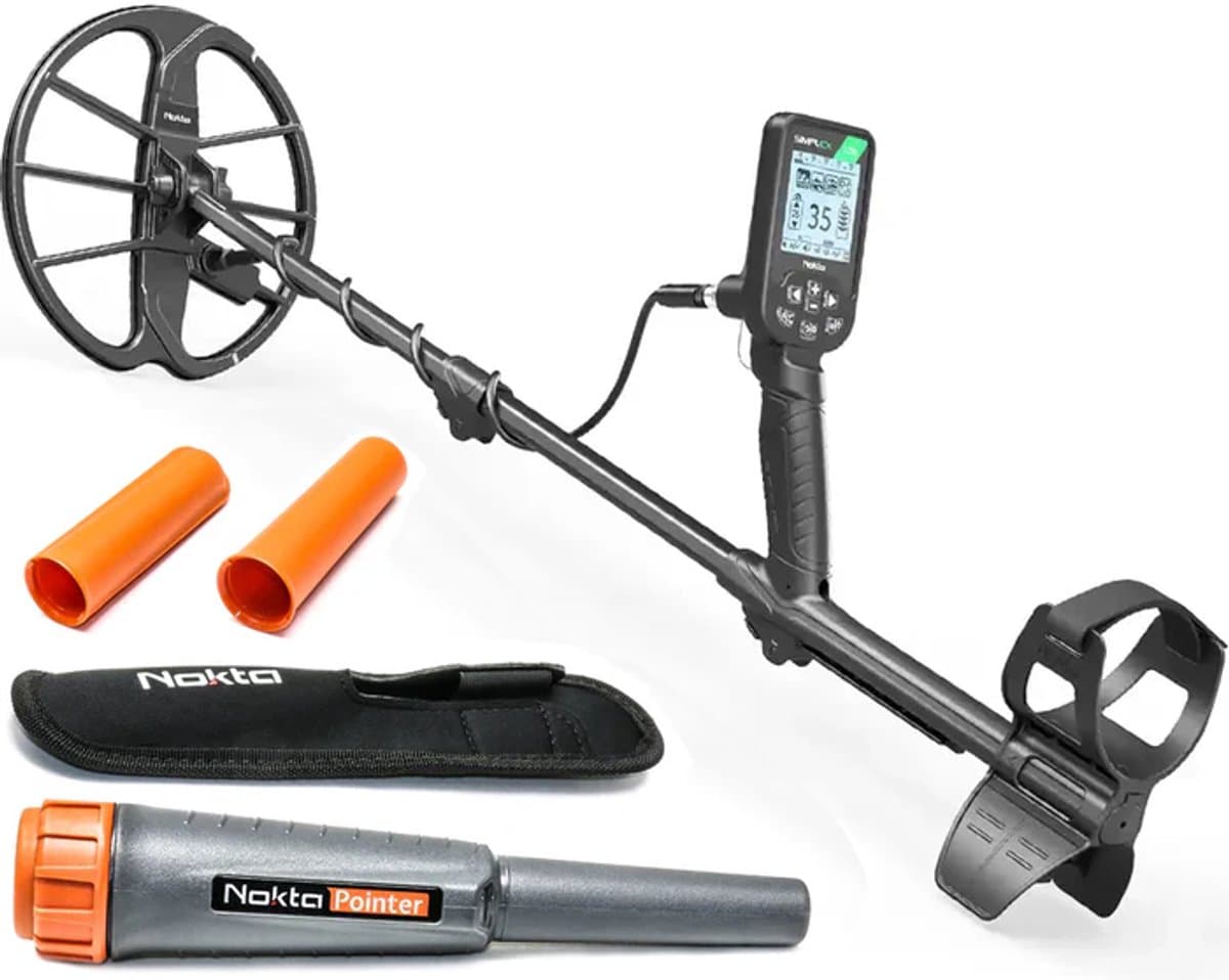 Nokta Simplex Lite metaaldetector met 28 cm zoekspoel en Nokta Pointer Pinpointer