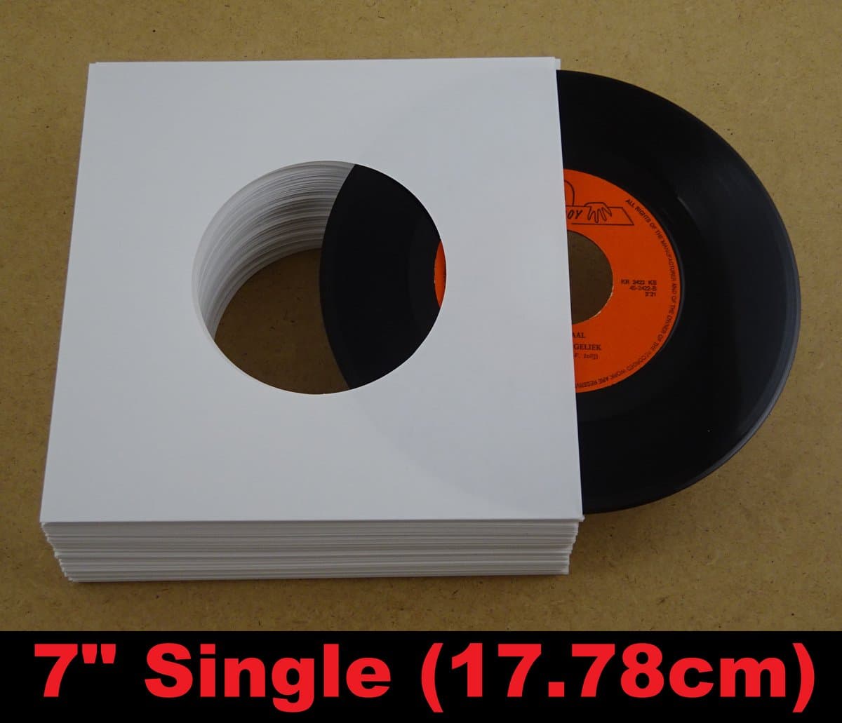 100 Stuks Single binnenhoezen (18cm, 7") wit papier (80gr papier, GOEDE KWALITEIT) - hoezen singles, inner sleeves, binnenhoes, platenhoezen, hoesjes, vinyl platen, 45t, 7 inch