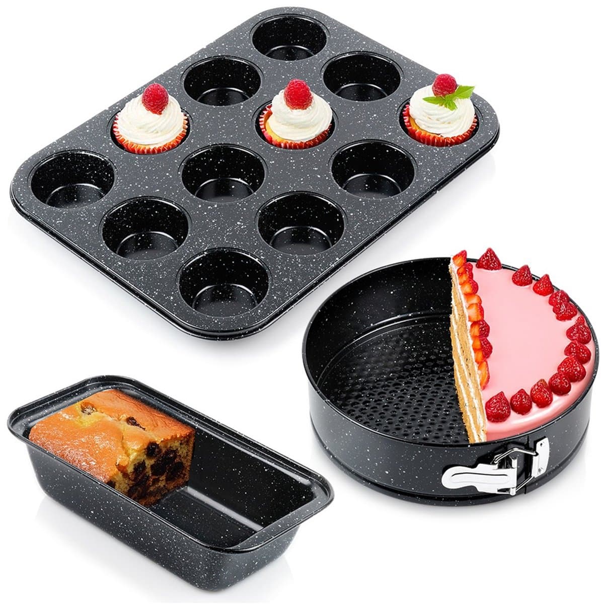 Bakvormen Broodvorm Muffin Taartvorm 3 stuks - Bakvormenset - Set - Springvorm - Vorm voor Bakken - Taartvorm - Bakplaat