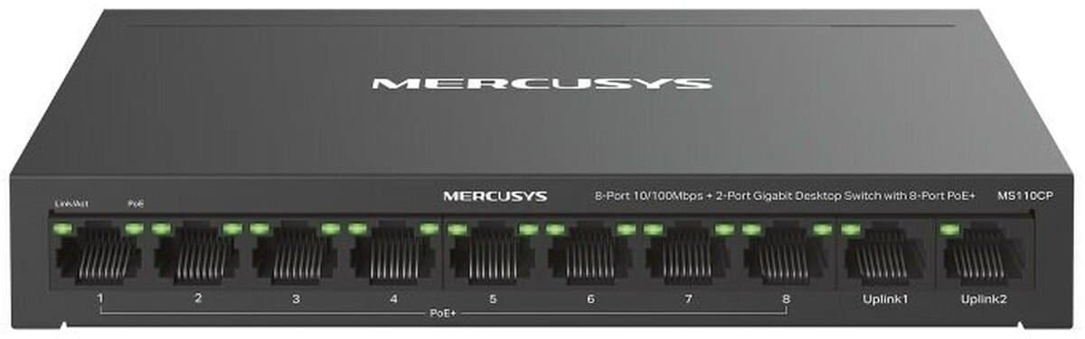 Mercusys MS110CP netwerk-switch Fast Ethernet (10/100) Power over Ethernet (PoE) Zwart