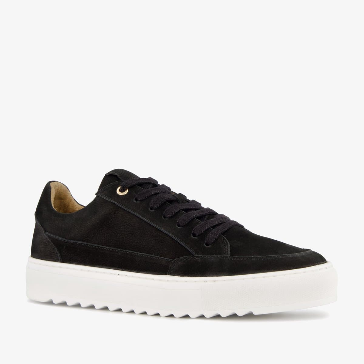 Van Beers leren heren sneakers zwart - Maat 43 - Uitneembare zool