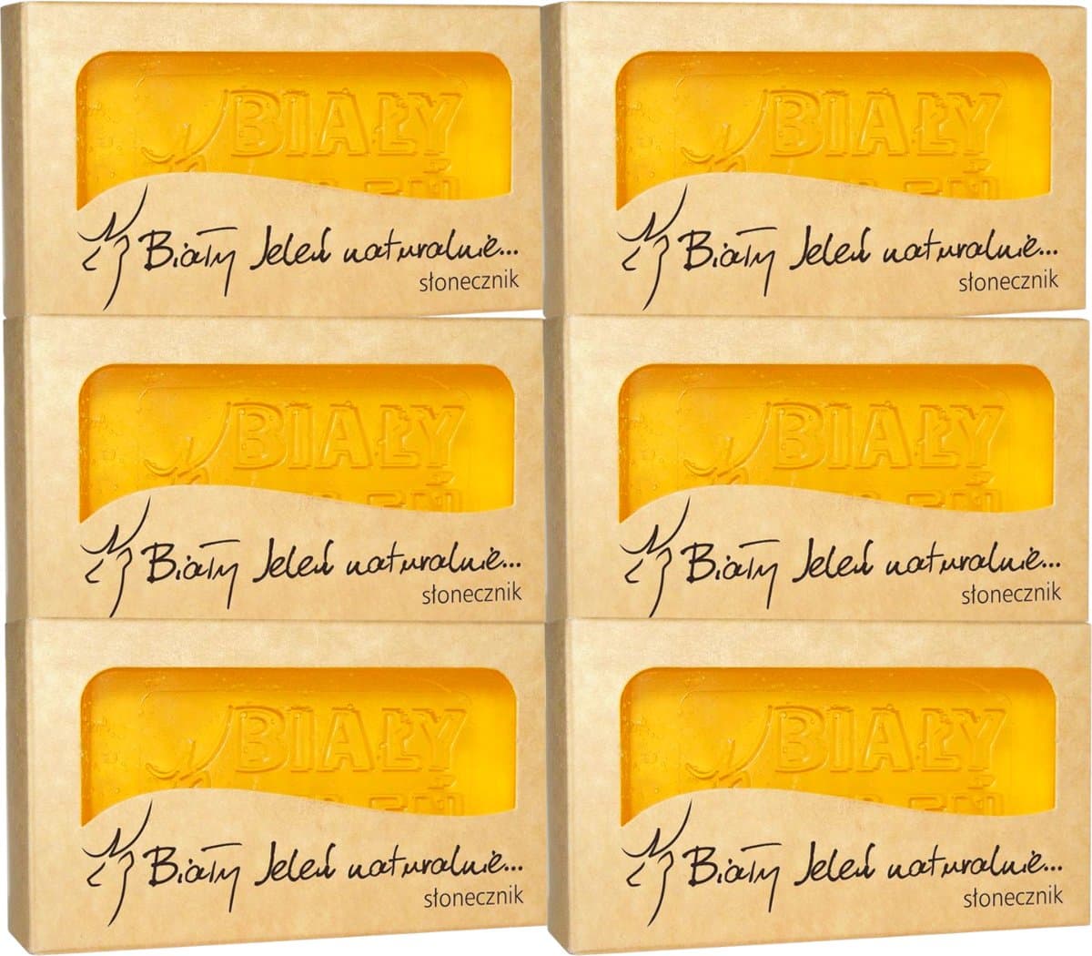 Bialy Jelen Handzeep Tabletten Zonnebloem Extract - 6 x 100g - Ambachtelijk - Handzeep Voordeelverpakking - Voor de Gevoelige Huid