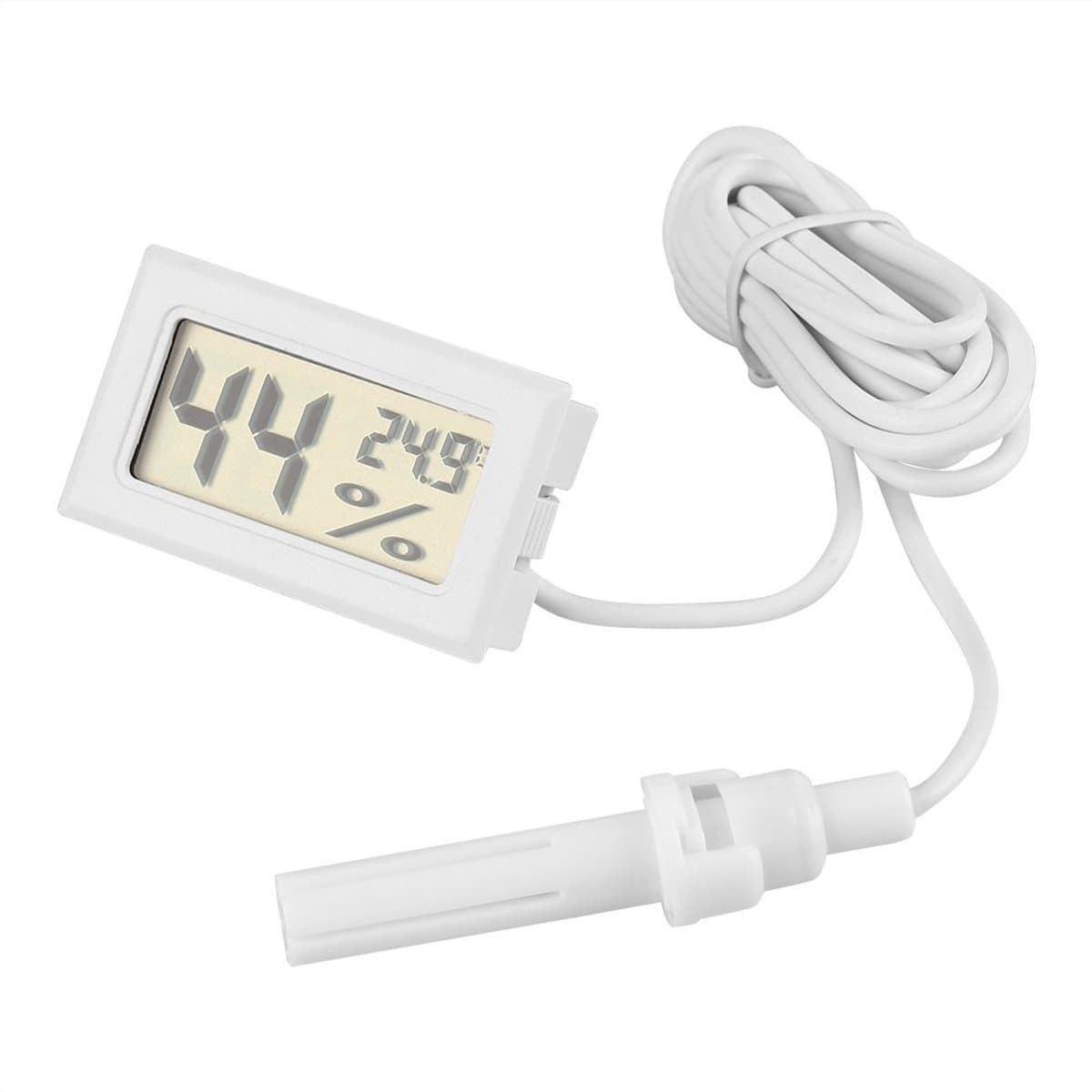 Thermometer en hygrometer met externe sonde, lcd-display voor koelkast, vriezer, keuken, wit ..