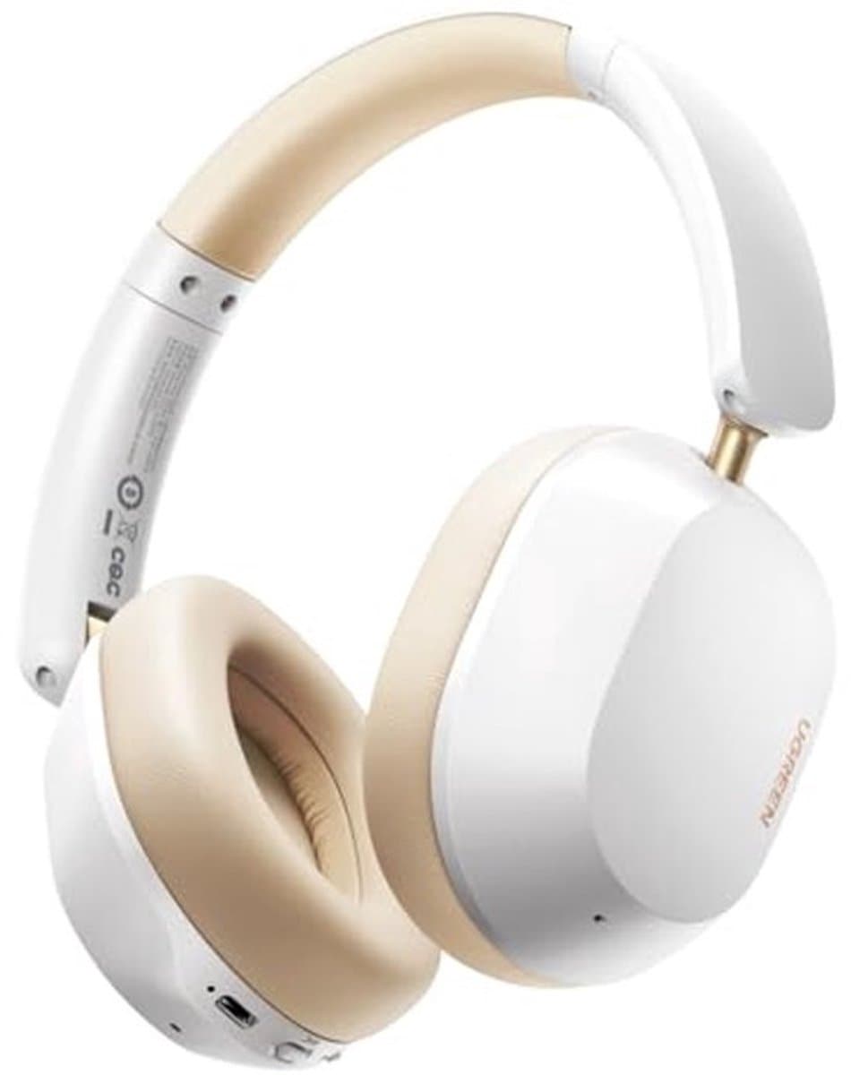 UGREEN HiTune Max5c Bluetooth-koptelefoon over het oor met hybride actieve ruisonderdrukking, audio in hoge resolutie, LDAC, 75 uur batterijduur, Bluetooth 5.4, ruimtelijke audio, equalizer in app, dubbele aansluiting (wit)