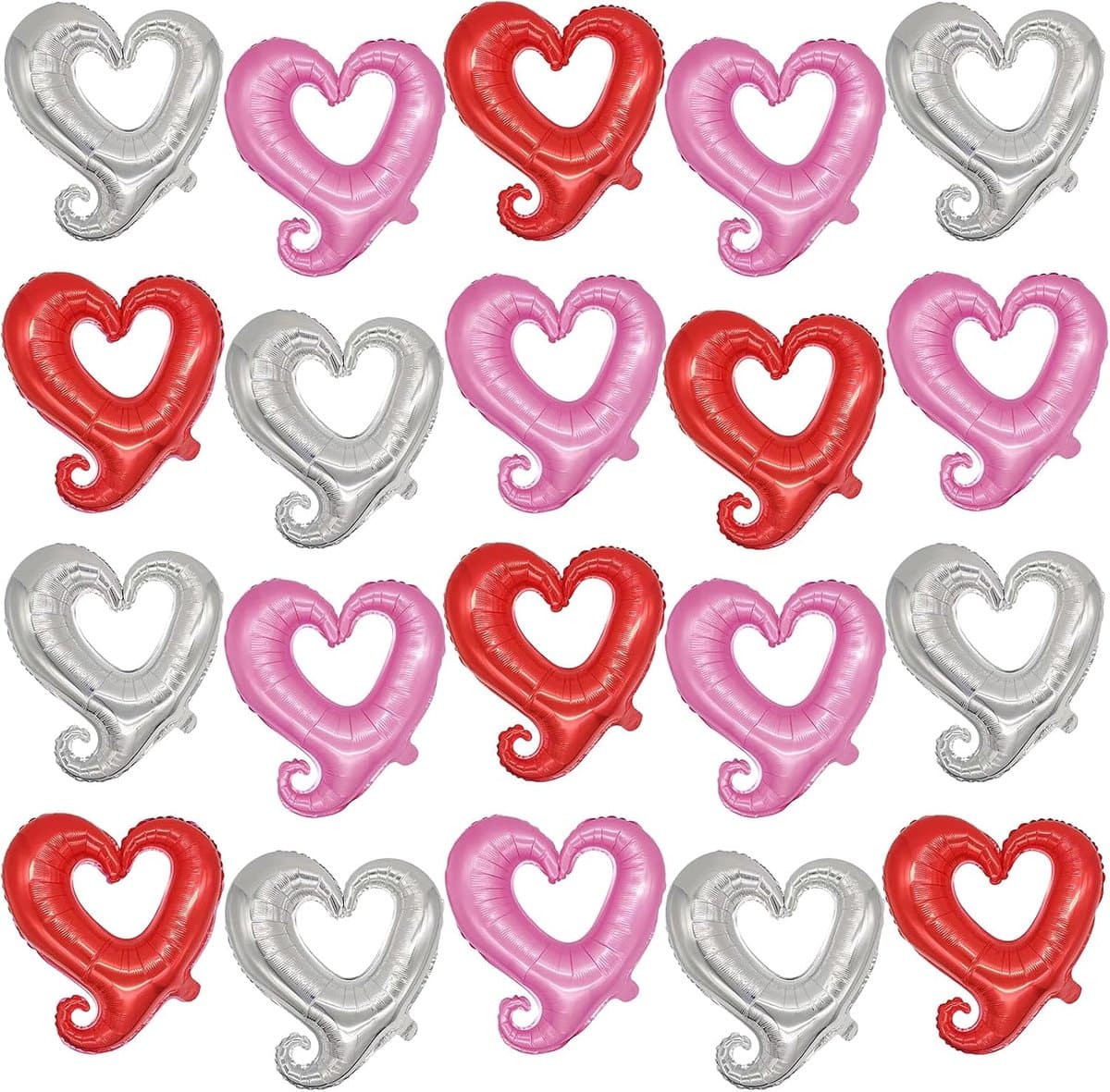 20 hollow love balloons (red, pink, silver) - ShopVlot