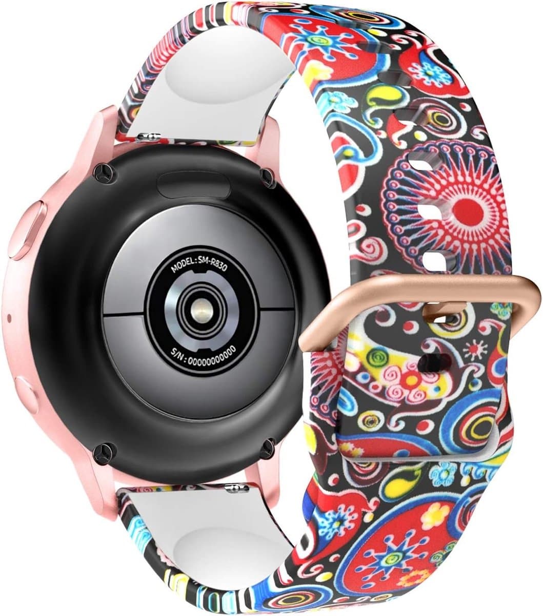 Verstelbare vervangband van zacht silicone voor Samsung Galaxy Watch 3, Active en Gear S2 Classic met uniek printpatroon