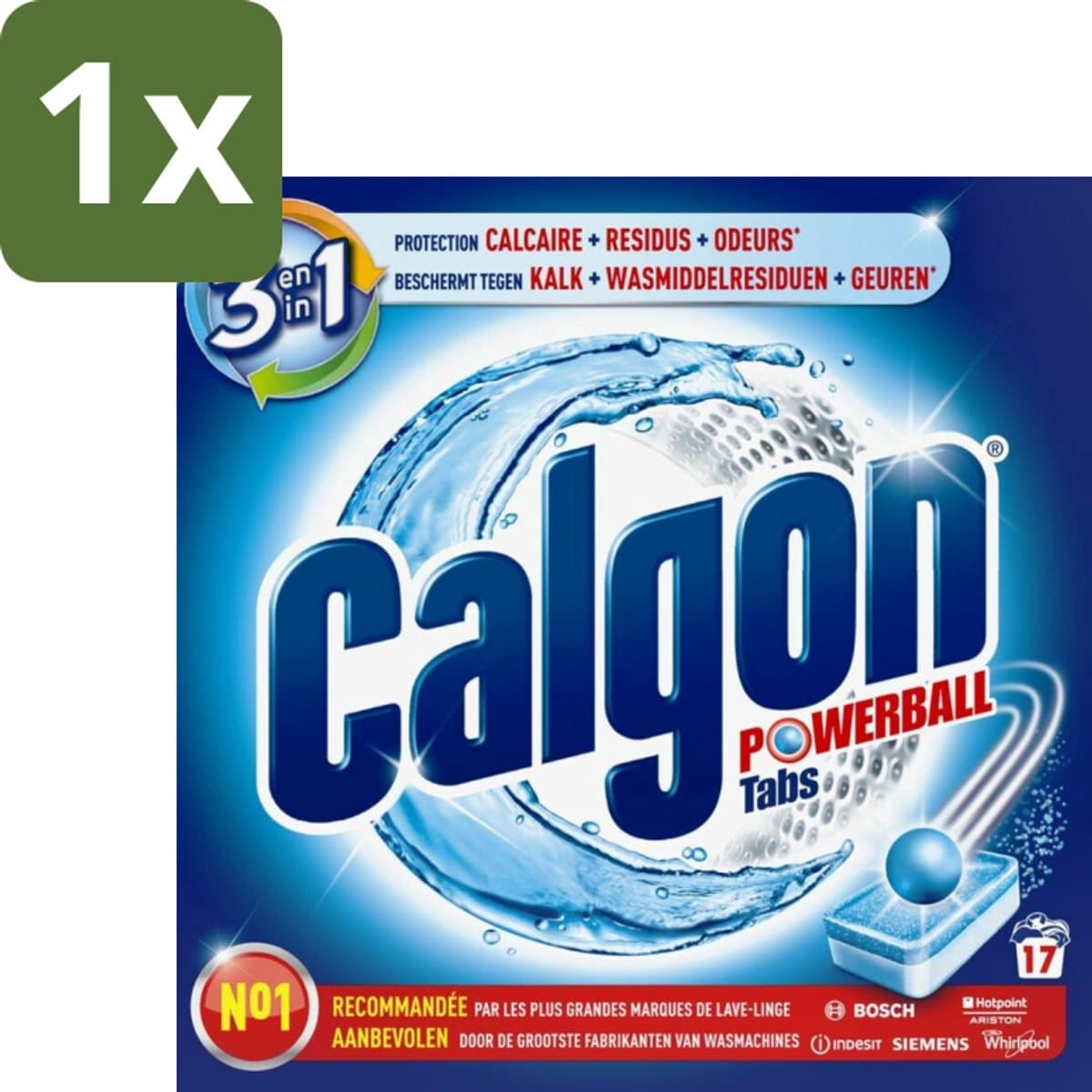 Calgon - Ontkalkingsmiddel - Tegen Kalk, Wasmiddelresiduen & Geuren - 17 Tabletten - 1 stuk