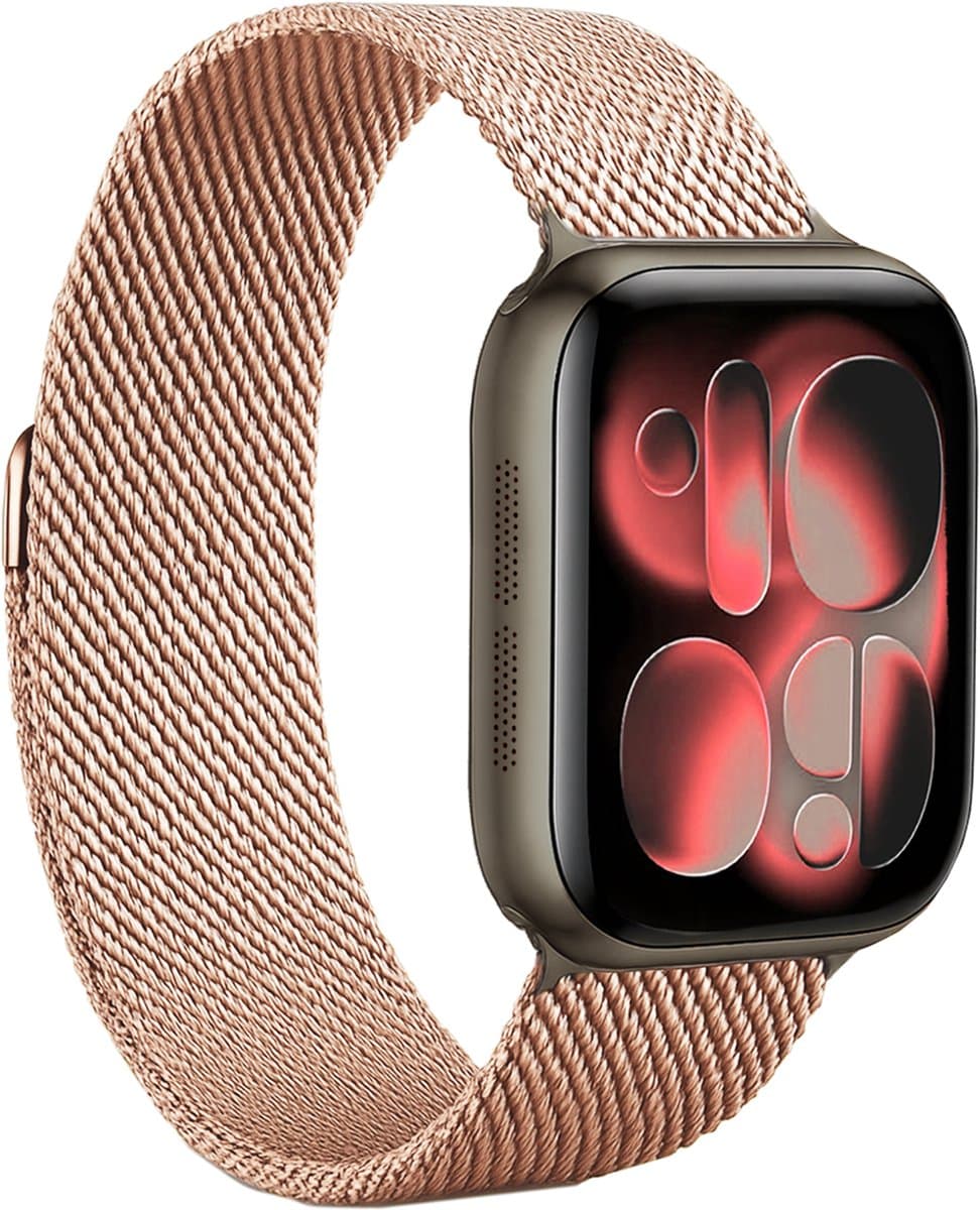 Horlogeband Milanees Geschikt voor Apple Watch SE 44 mm Bandje - Bandje Geschikt voor Apple Watch SE 44 mm Band Milanees - Rose Goud