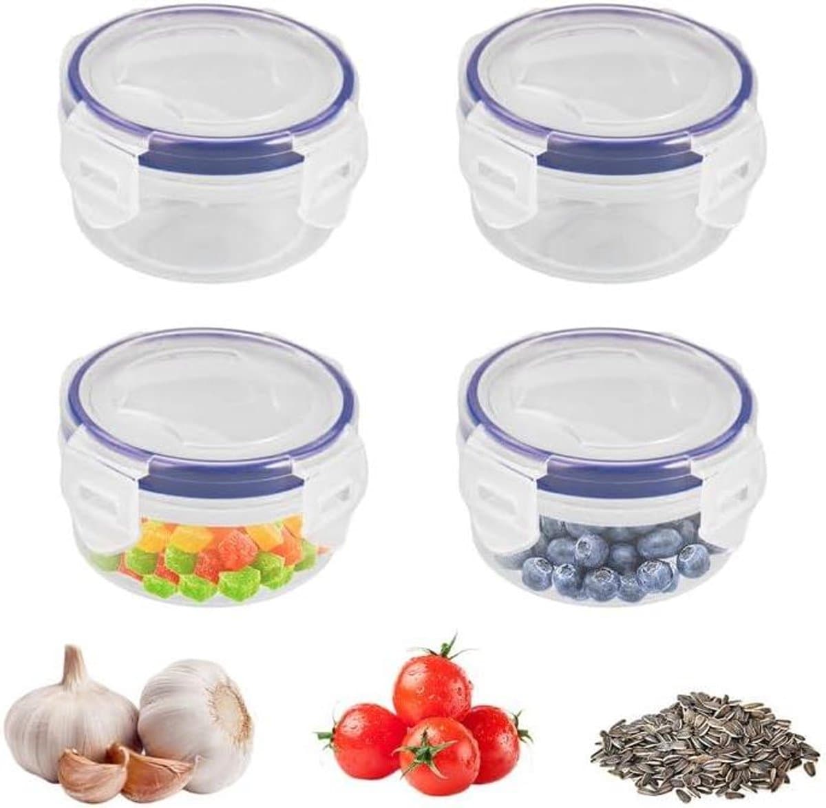 Ronde Kleine Vershouddozen - Set van 4 - Saladedressing - Diepvriesdozen - Verse en Bevroren Producten - PP5.