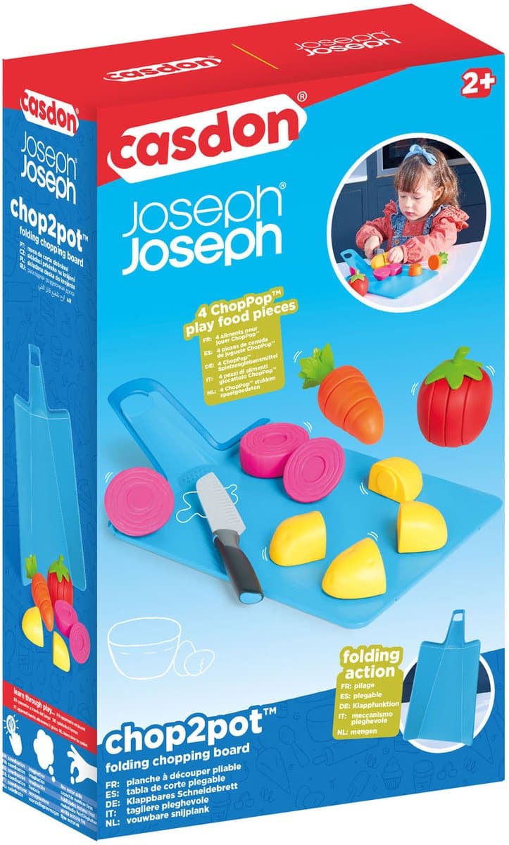 Speelgoed Eten Set Chop2Pot met opvouwbare snijplank en mes, 16-delig.