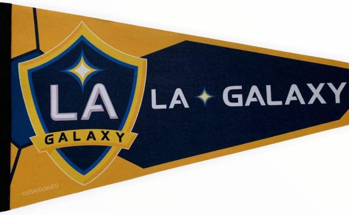 USArticlesEU - Los Angeles Galaxy - LA - Californie - MLS - Vaantje - Voetbal - Amerika - Soccer - Voetbalvaantje - Sportvaantje - Pennant - Wimpel - Vlag - Blauw/Geel/Zwart - 31 x 72 cm