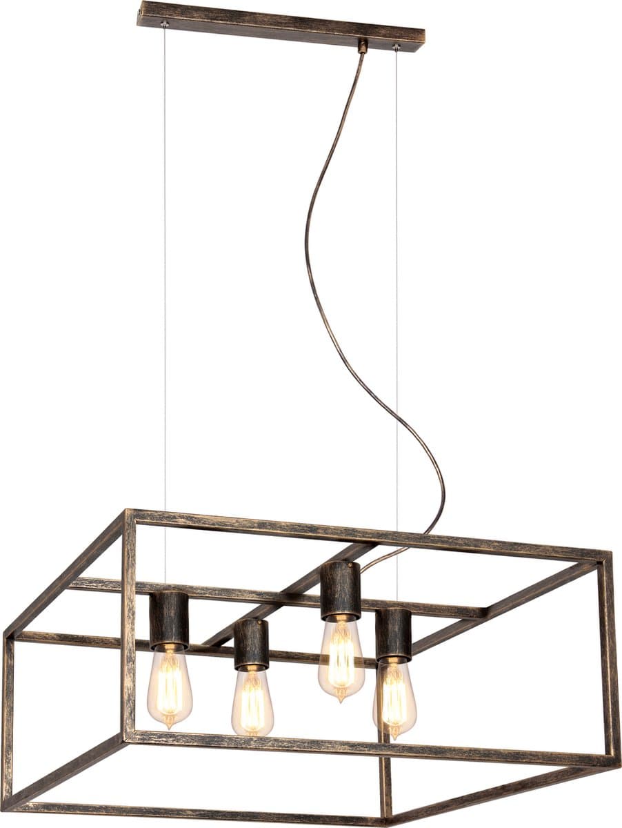 Hanglamp FANTASIA - KAGO PENDEL VIERKANT - 4X E27 - STAAL - MAX 60W