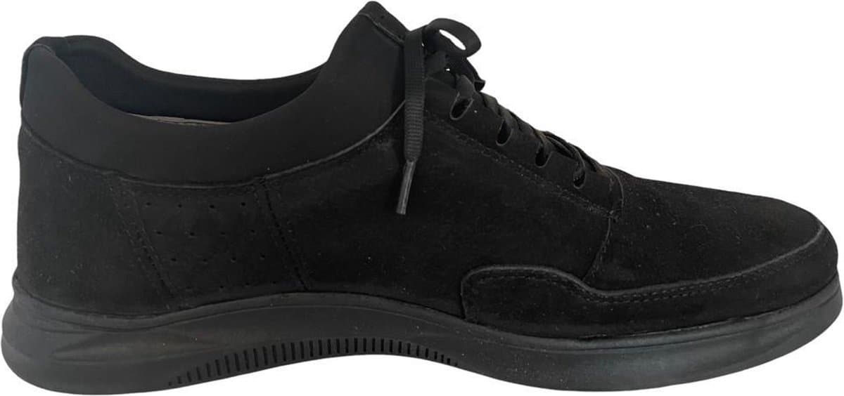 Sportschoenen- Heren Sneaker- Mannenschoen 108- Suède leer- Zwart- Maat 42