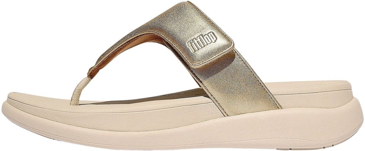 FitFlop F-Mode Go Adjustable Flatform Toe-Post Sandals Dames Slippers - Metallic Beige