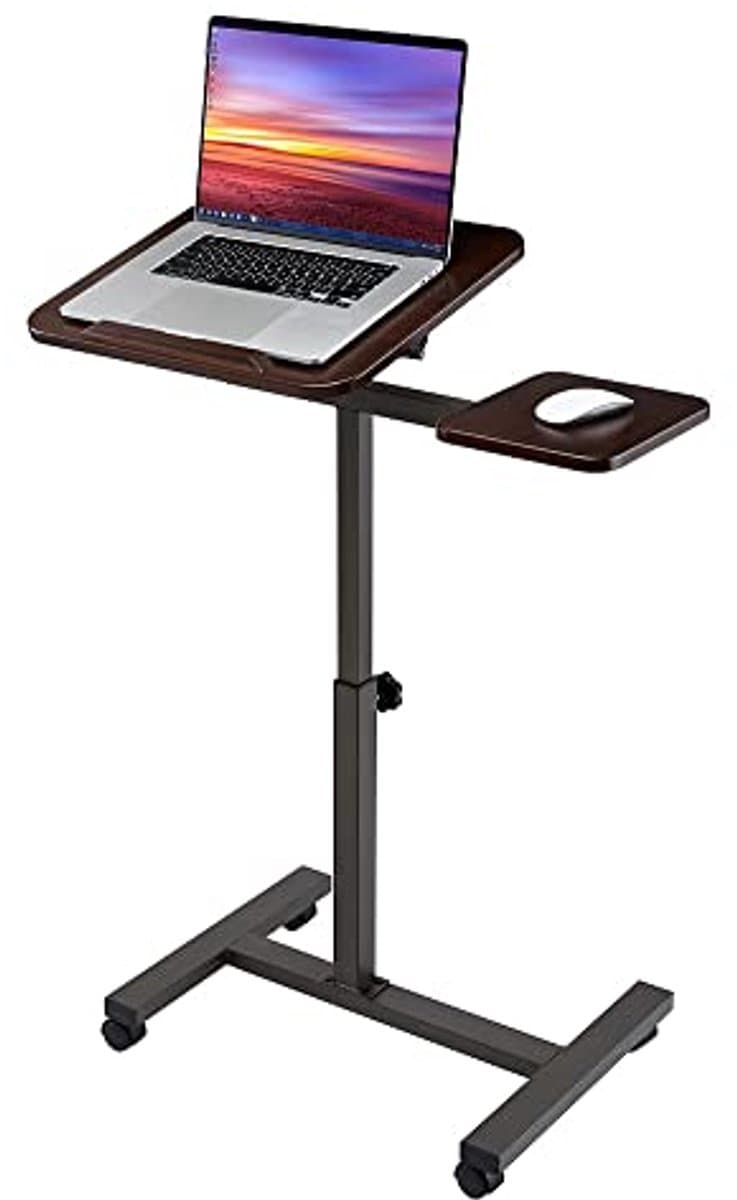 Mobiele pneumatische tafel voor laptop, in hoogte verstelbaar van 68,8 tot 106,4 cm, aluminium, 71 x 50 cm