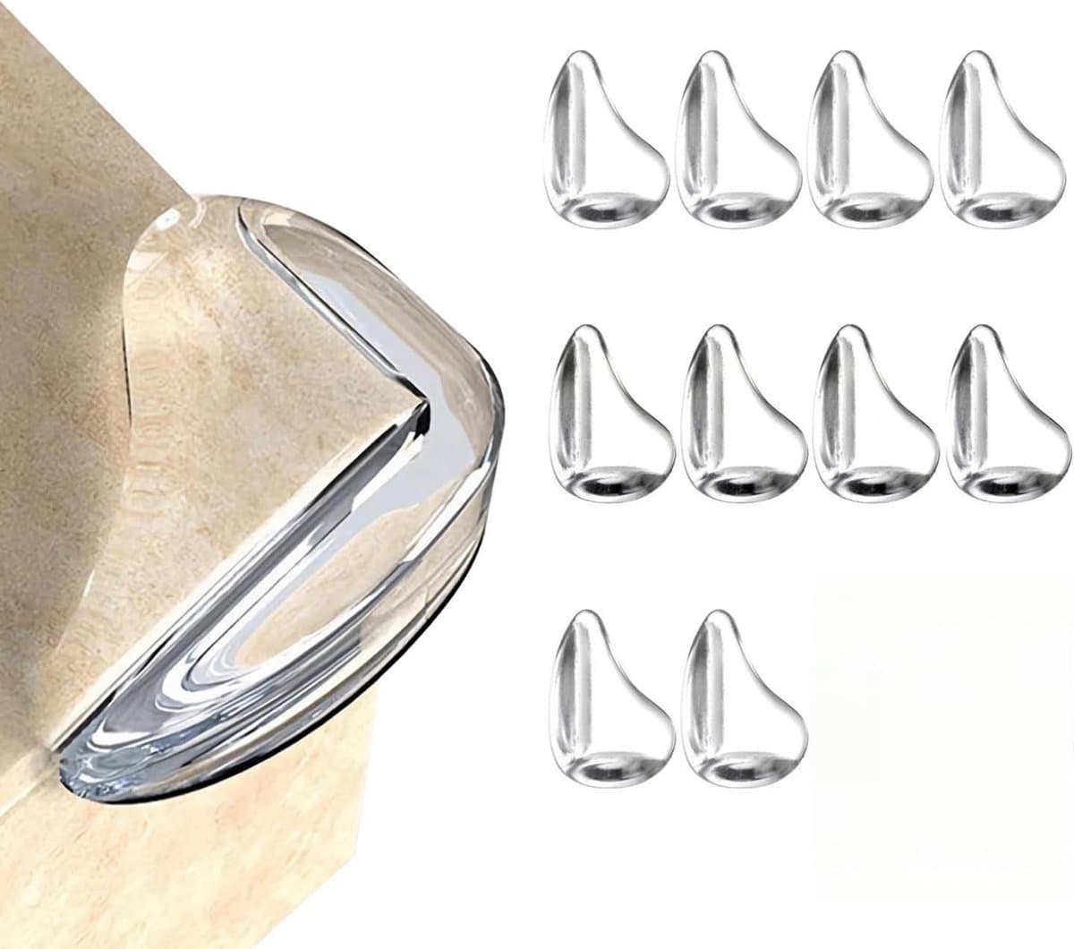 10-pack babyhoekbeschermers - transparante hoekbeschermers - hoekbeschermers voor meubels en randbescherming - voor het afdekken van scherpe randen van meubels en tafels