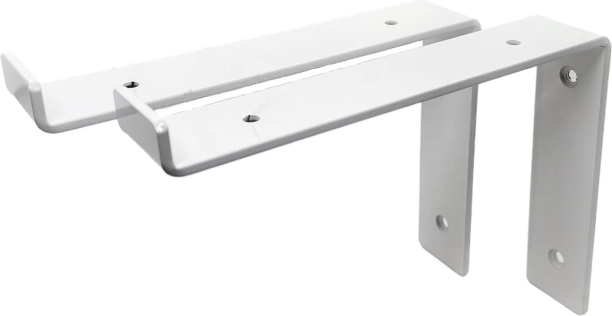 Maison DAM 2x Plankdrager L vorm down - Wandsteun – 30cm – Wit - incl. bevestigingsmateriaal + schroefbit