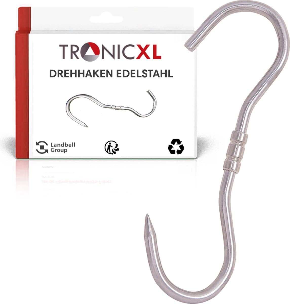 TronicXL 2x stuks roterende Vleeshaken - 150 kg draagkracht - 260 x 10 mm Slagerhaak - Professionele S-haken - Ideaal voor Wildhaken en Zerwirkhaken