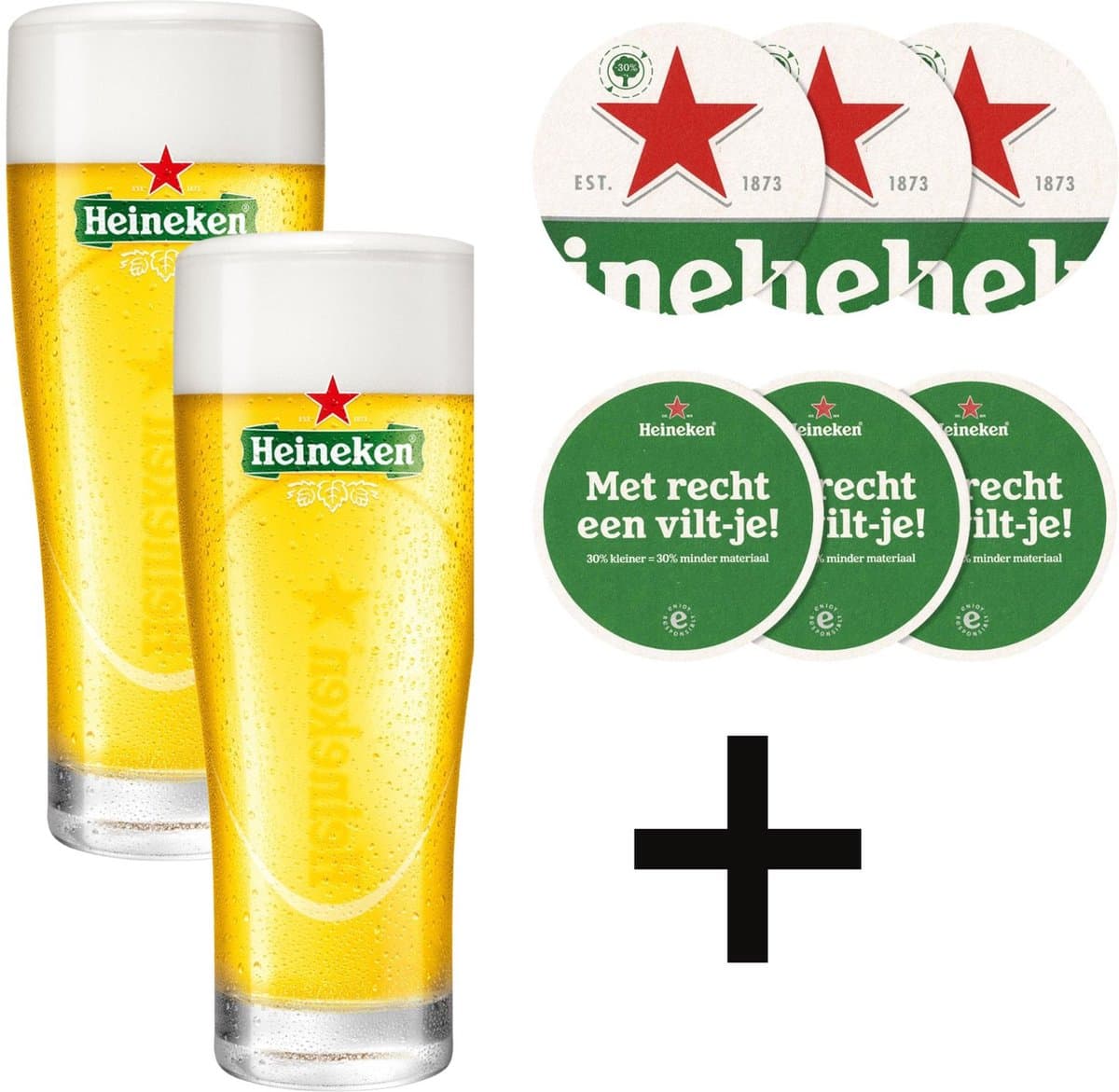 Heineken Elipse Bierglazen 25cl Doos 2 Stuks + 1 Rol Heineken Viltjes Mancave