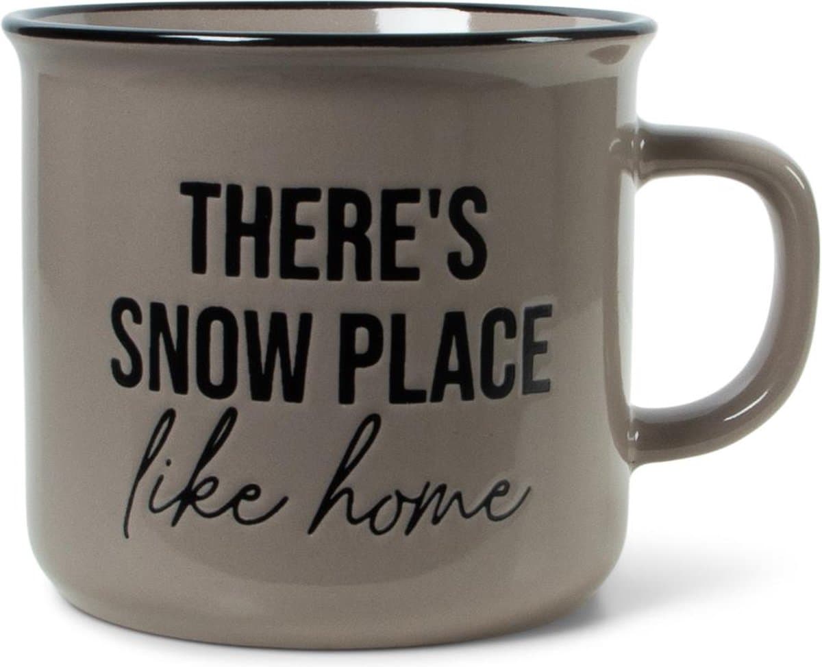 JENS LIVING - Retro mok taupe - There's snow place like home - Ø 9.3 cm x 8 cm