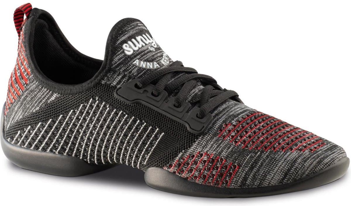 Anna Kern Suny Danssneakers 4015 Pureflex - Heren Sport Sneakers - Salsa, Stijldansen - Zwart/Rood - Maat 46