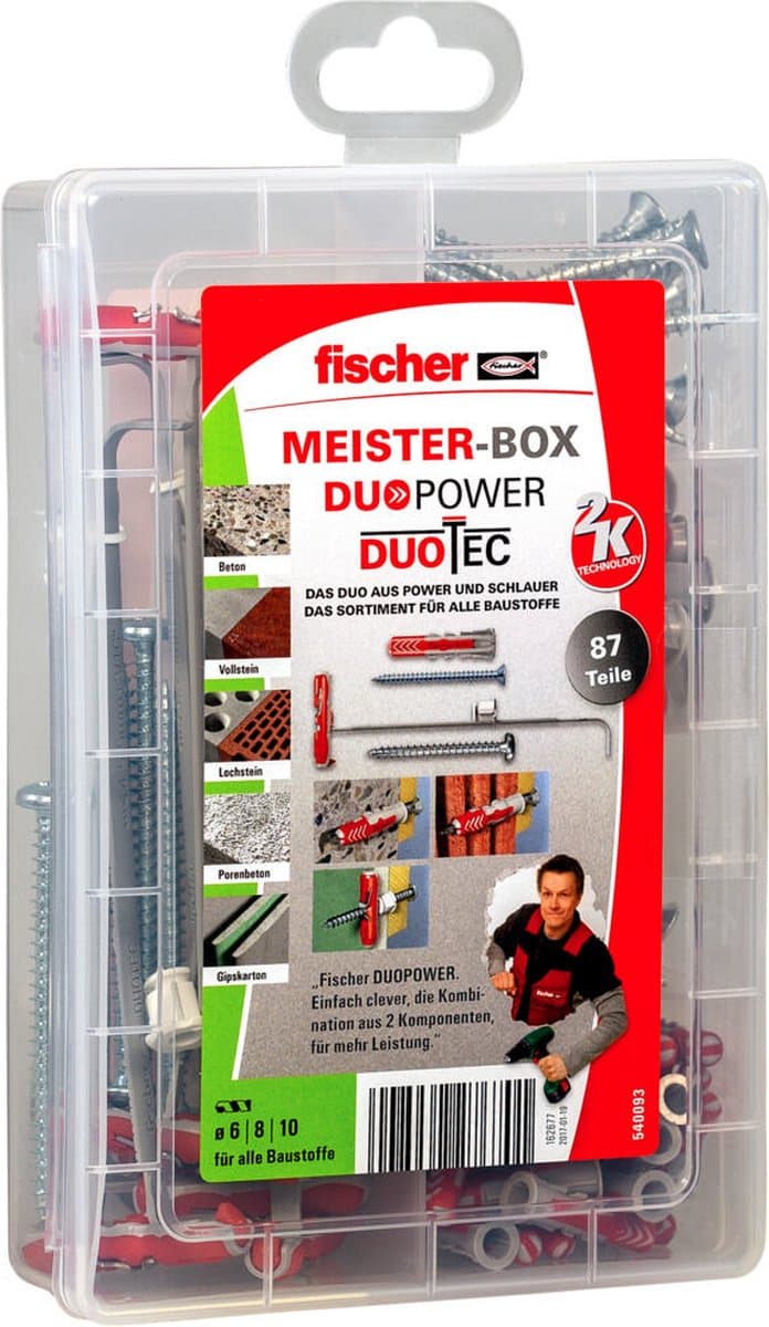 540093 - Screw & wall plug kit - Concrete - Plasterboard - Plastic - Steel - Wood - 45 pc(s) - Box