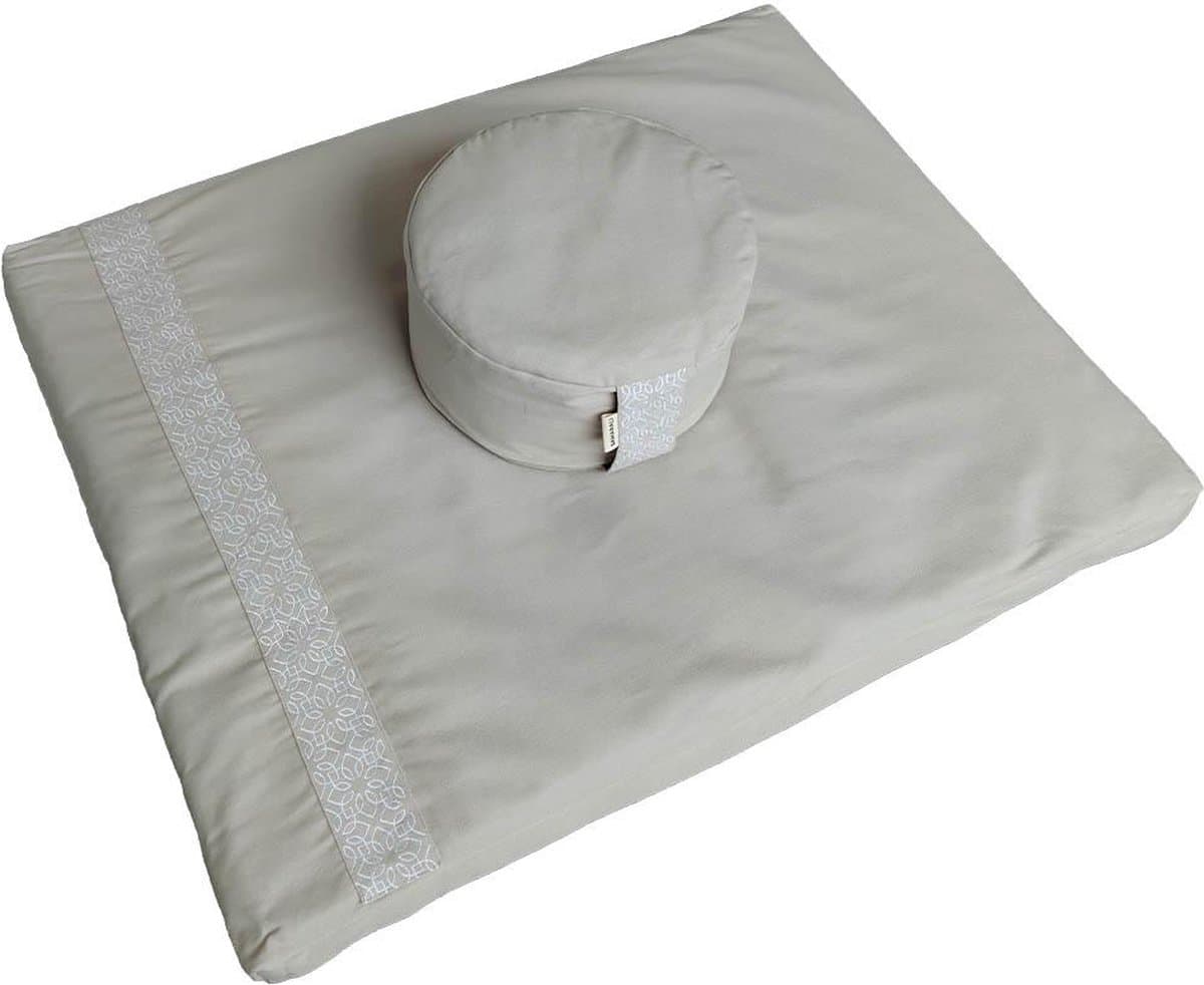 Samarali Meditatieset – Meditatiemat & meditatiekussen – 100% Katoen – Zafu & zabuton – Yoga zitkussen met boekweitkaf vulling – Ergonomisch ontwerp – Duurzaam geproduceerd