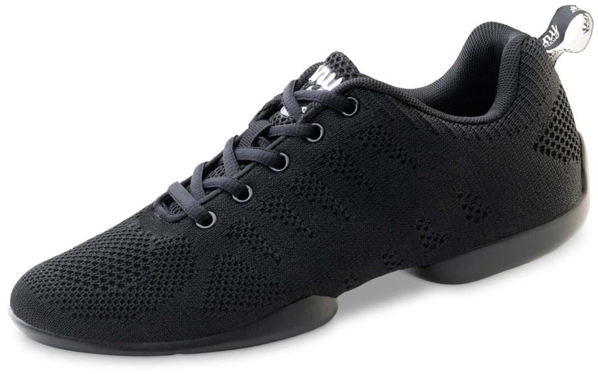 Latin Heren Danssneakers - Anna Kern 4020 - Salsa Danssneakers met splitzool - Uitneembaar voetbed - Ademend materiaal - Flexibel - Comfortabel - Salsa, Latin, Stijldansen, Ballroom, Swing - SUNY - Zwart - 39 1/3