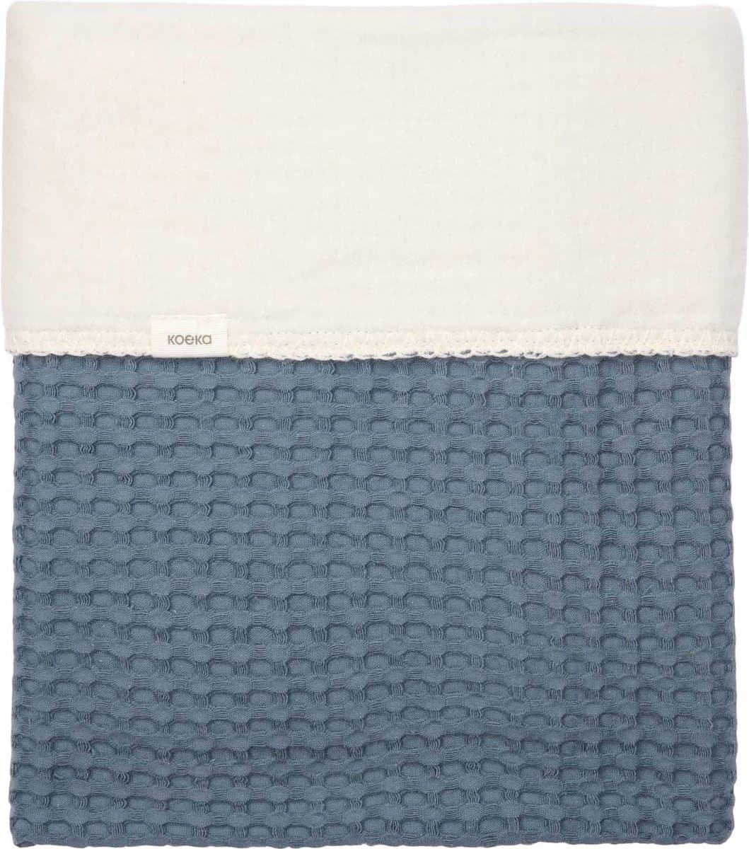 Koeka Amsterdam Wafel Ledikantdeken - maat 100 x 150 - Cotton Fleece - Bluestone