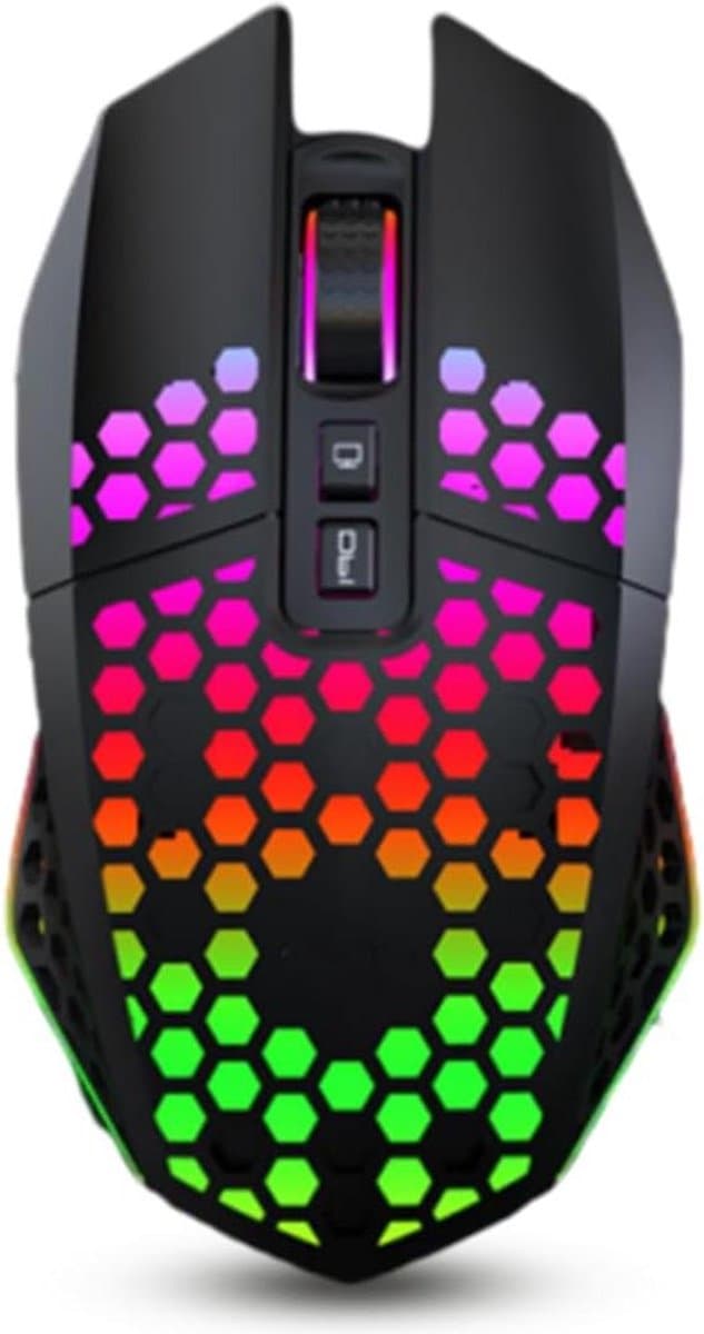 Draadloze Gamingmuis Oplaadbaar Mute-Oplaadmuis Draadloze RGB Lichtgevende Holle Gaming 2.4 GHz Computerbenodigdheden voor PC Laptop Spelers Zwart .