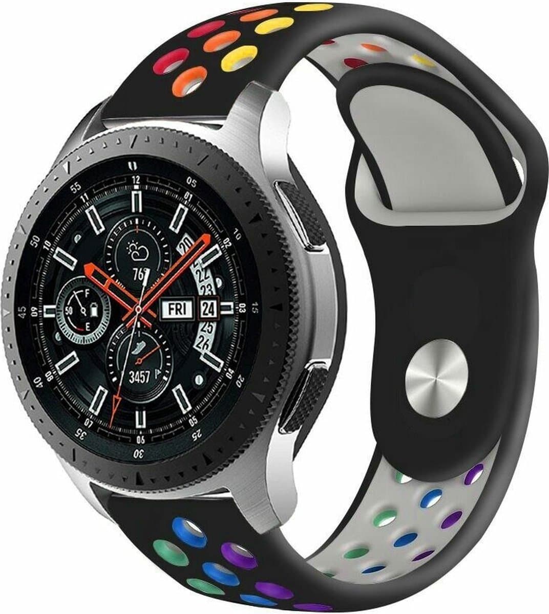 Sport Band - Geschikt voor Samsung Galaxy Watch 45mm / 46mm - Zwart Kleurrijk
