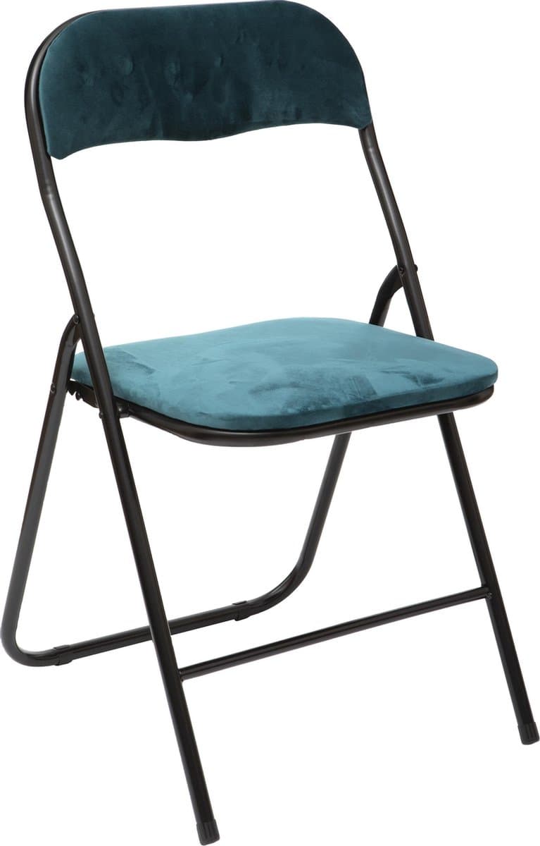 5five Teal fluwelen opvouwbare stoel - 44 x 44 x 79 cm