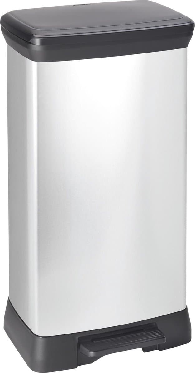 Curver Decobin Prullenbak - 50L - 39x29x72 cm - Zilver Metallic