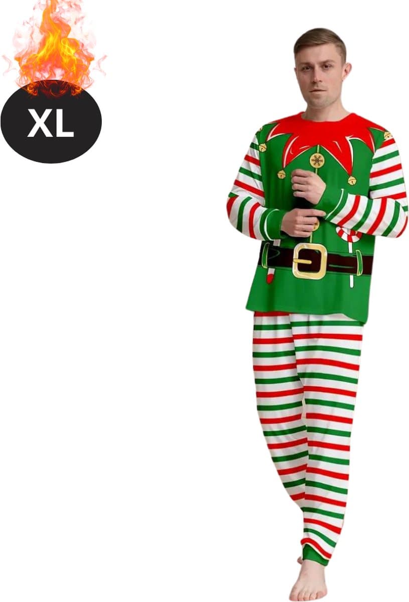 Livano Kerst Pyjama - Heren - Kerstpyjama - Mannen - Slaapkleding Volwassenen - Set - Broek - Shirt - Christmas - Zwart - Maat XL