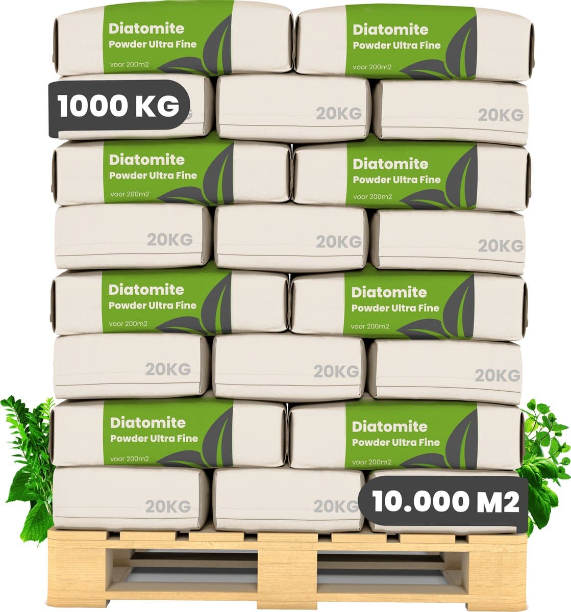 Diatomeeënaarde - 100 zakken - 1000 kg - Ultrafijn Poeder - Natuurlijke Diatomeeënaarde - Ideaal voor kippenhokken, bedding en hygiëne - Tegen bloedluis - 100% Puur - Organifer