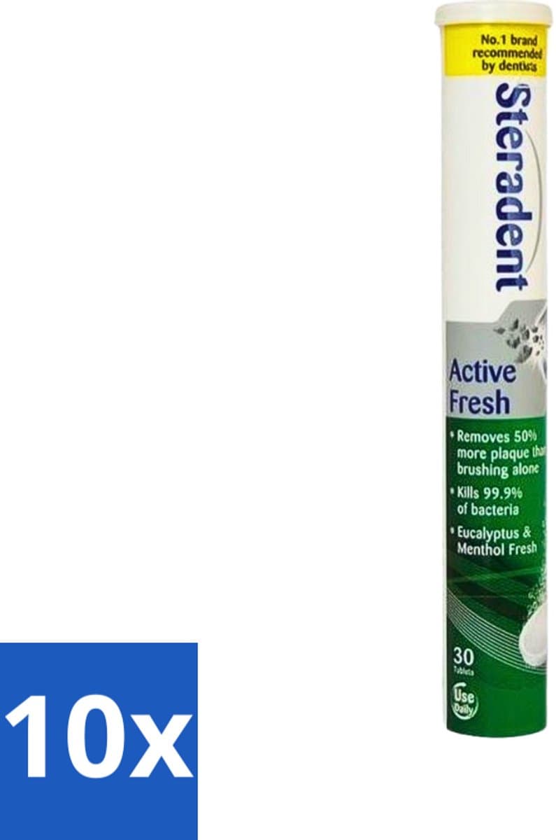 Steradent Kunstgebit Reinigingstabletten Active Fresh Plus 30 tabletten - Bulkverpakking - 10 stuks