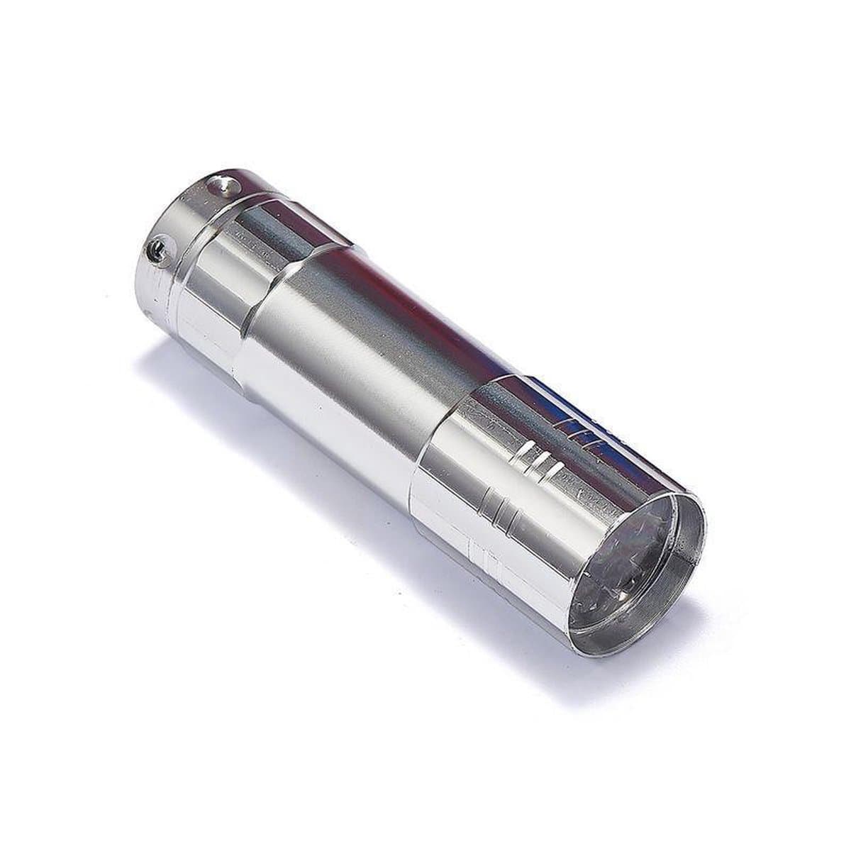 Mini zaklamp 9 LED Aluminium UV Ultra Violet paars licht - Zilver