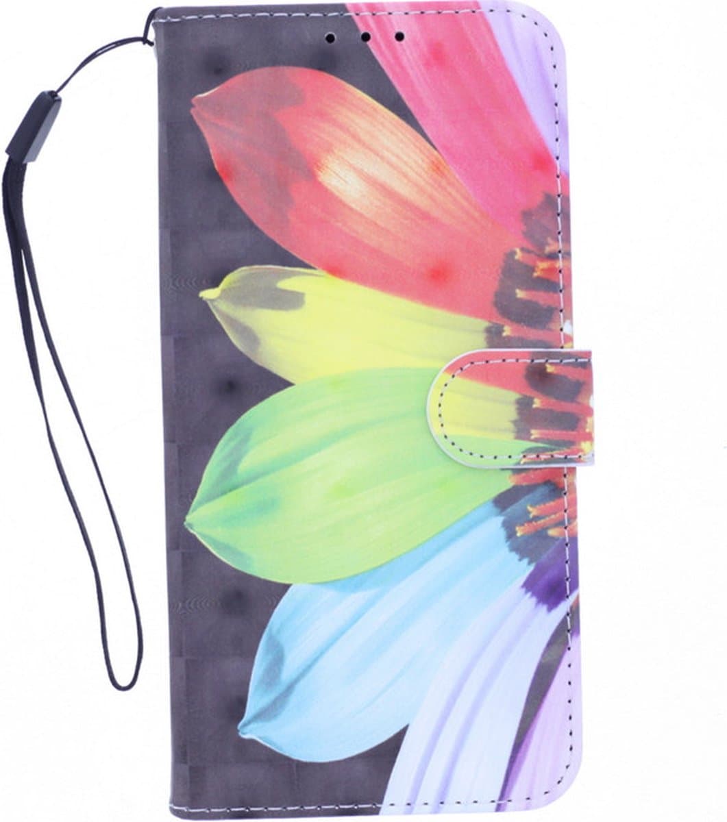 LuxeBass Boekhoesje met print geschikt voor Oppo Find X2 Neo - Flower 3D gsm hoesje - telefoonhoes - telefoonhoesjes