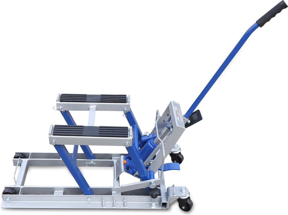 Asaam Krik 680 kg Lift Montagestandaard -Lift Quad Hydraulische Schaar Ezels-Opvouwbaar Hefplatform voor Motoren-Zilver/Blauw
