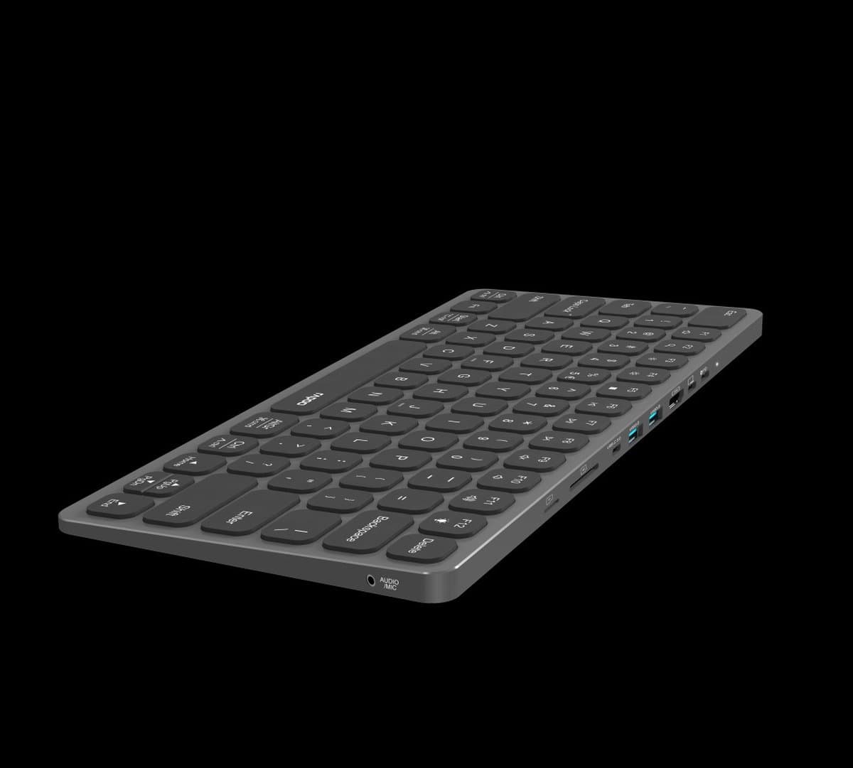 Rapoo UCK-6001 Ultraslim Keyboard 8in1 USB-C Multiport Hub Zwart